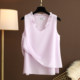 Plus size ໄຂມັນ mm lotus leaf ເສື້ອ v-neck chiffon sleeveless shirt