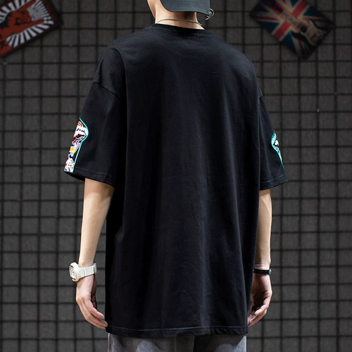 Tide, летняя ретро этническая трендовая футболка с коротким рукавом для влюбленных в стиле хип-хоп, сезон 2021, этнический стиль, с вышивкой, подходит для подростков