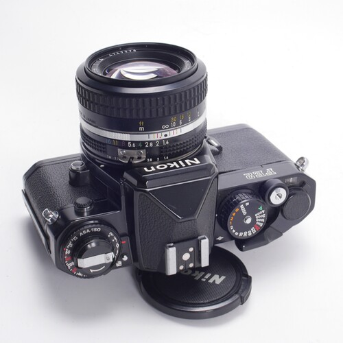 尼康NIKON FE2 黑漆早期钛帘AI 50/1.4机械胶片单反相机98新复古 - 图0