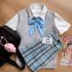 Hatsuda Town ຂອງແທ້ JK vest plaid skirt ຊຸດສາມສິ້ນ