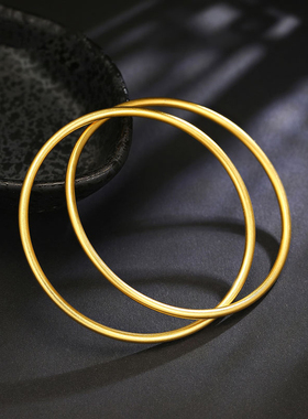 古法传承黄金光圈手镯时尚双圈金包银手镯女简约金镯子素圈
