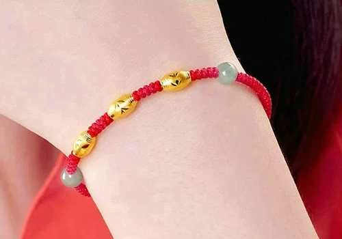 Браслет из красной нити, плетеный оберег на день рождения ручной работы для влюбленных, золото 24 карат