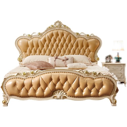 欧式风格全实木1.8米双人床主卧大床现代简约奢华真皮公主1.5婚床 - 图3