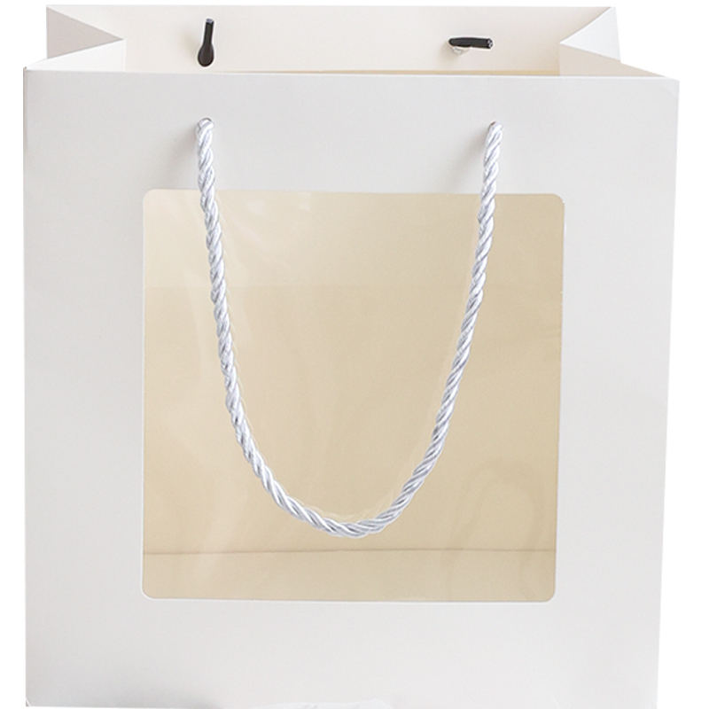 创意手提袋ins透明天窗手提盒纸质礼袋生日礼物包装袋25*25*25cm-图3