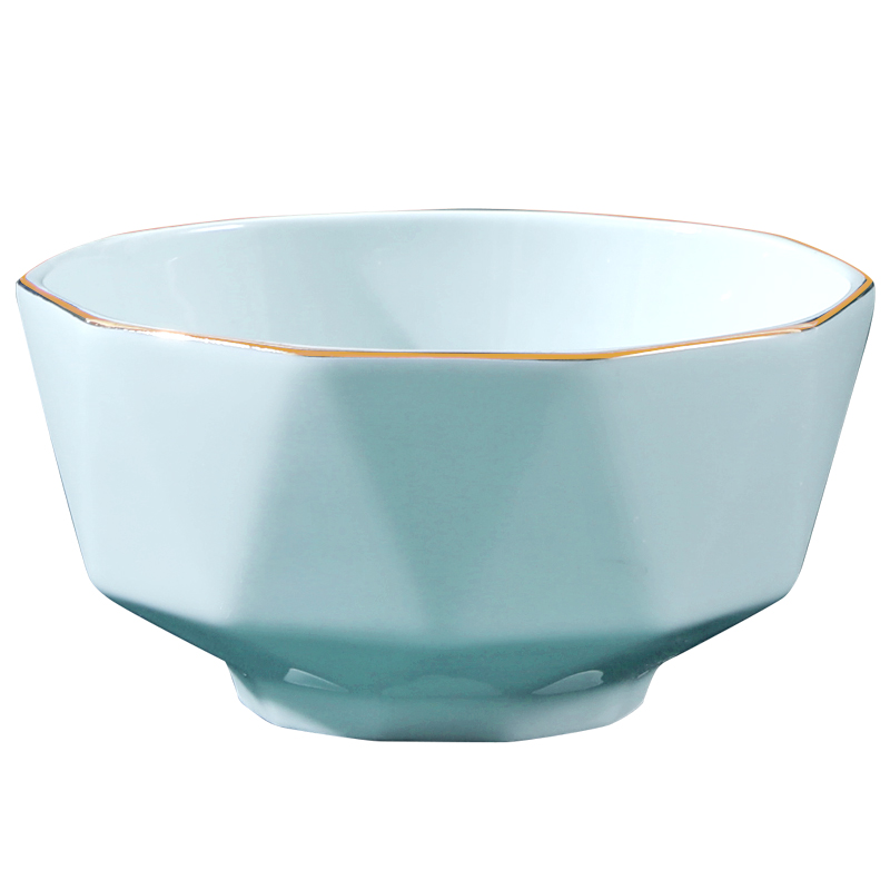 碗碟套装家用陶瓷碗盘碗筷组合餐具情侣欧式金边青瓷米饭碗大汤碗