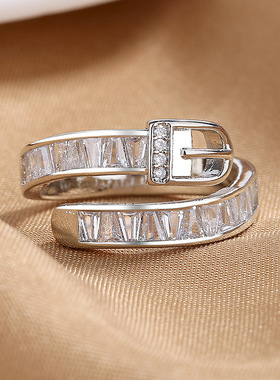 创意潮酷个性皮带扣戒指女轻奢感开口戒个性关节戒子指环