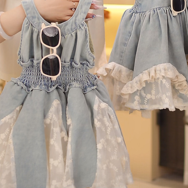 女童连衣裙2026新款女宝宝夏装吊带裙洋气女孩背心无袖挂脖牛仔裙,淘宝优惠券,粉丝福利购,淘宝优惠卷