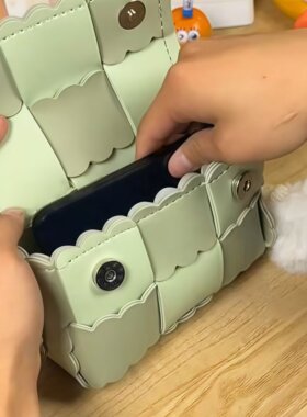 牛油果送女友礼物秋冬针织dly包绿饼干包包diy手工自制编织材料包