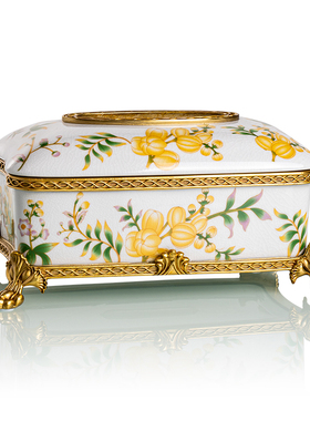 欧式陶瓷配铜花瓶摆件