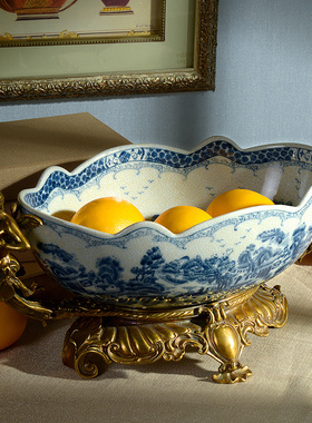 新古典风双耳花盆客厅茶几摆件