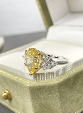 纯银s925冰花切进口高碳钻戒指