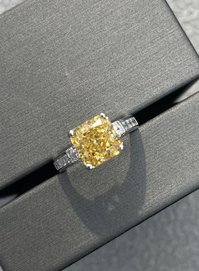 冰花切2克拉高碳钻纯银925戒指