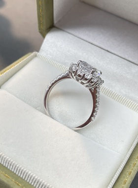 s925纯银椭圆6克拉高碳钻戒