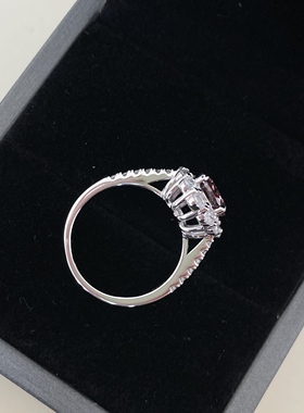 2克拉高定胭脂粉s925纯银戒指