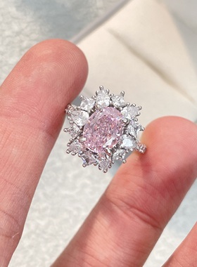 培育高碳钻冰花切纯银925戒指