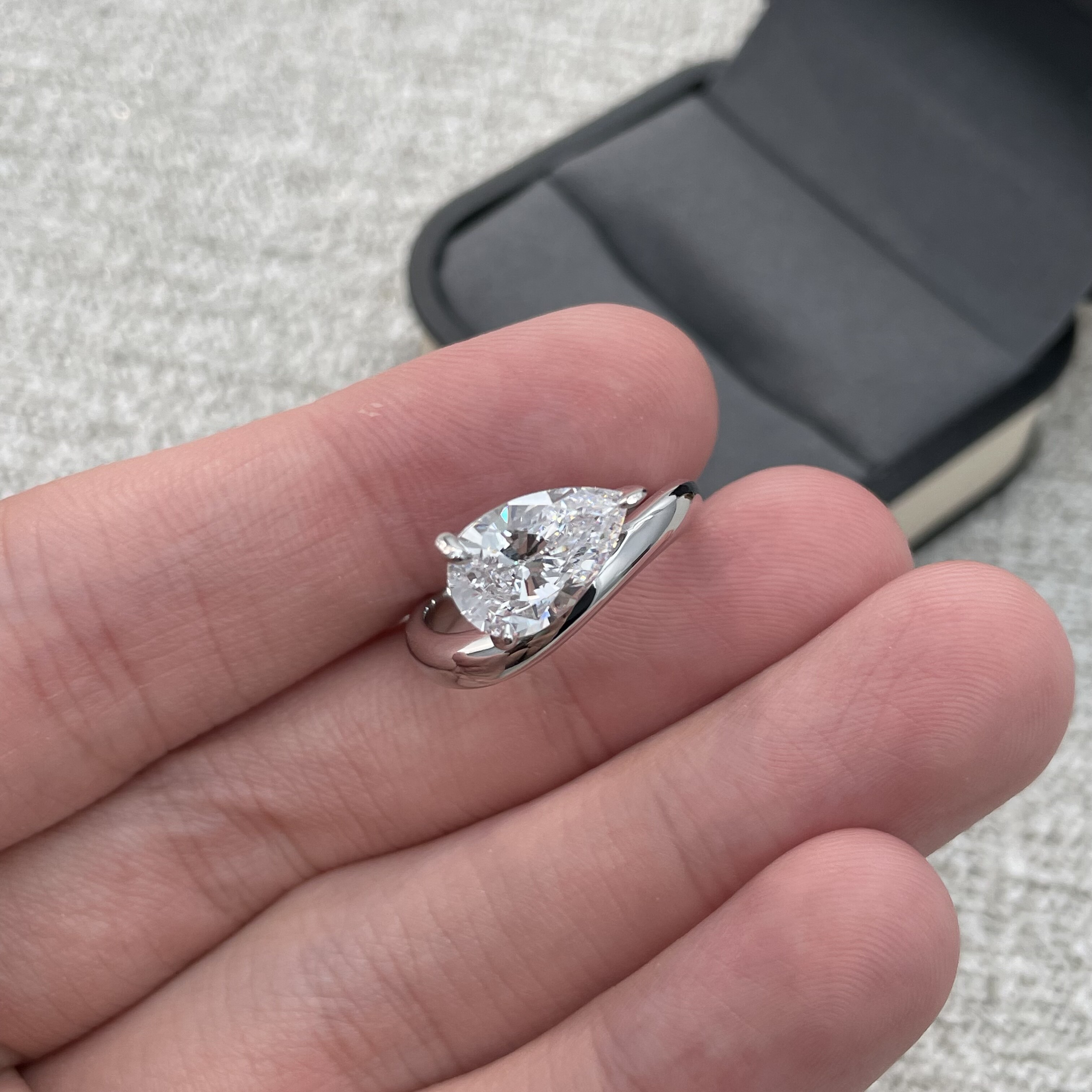 2 carat water drop sterling silver 925 ring