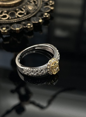 纯银925培育高碳钻蕾丝戒指