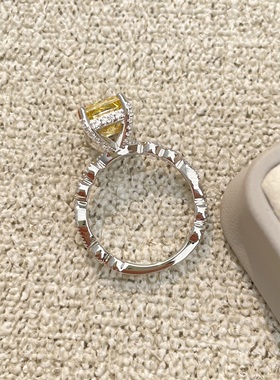 冰花切培育高碳钻纯银925戒指