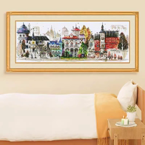 DN480-Town scenic cross embroidered 2023 new small living room minimalist view bedroom painting small piece of restaurant self