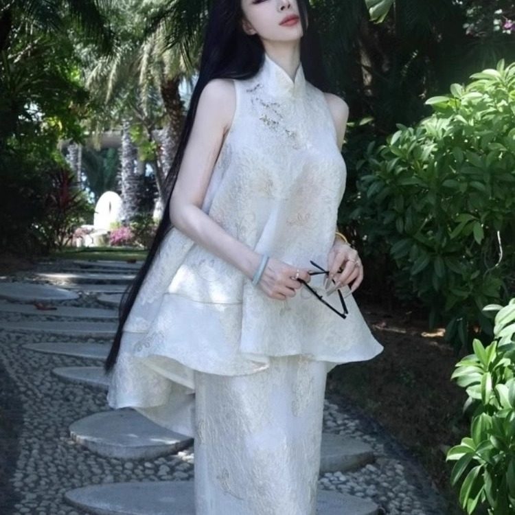 新中式国风穿搭一整套轻奢高级感小香风白色上衣半身裙套装女夏季,淘宝优惠券,粉丝福利购,淘宝优惠卷