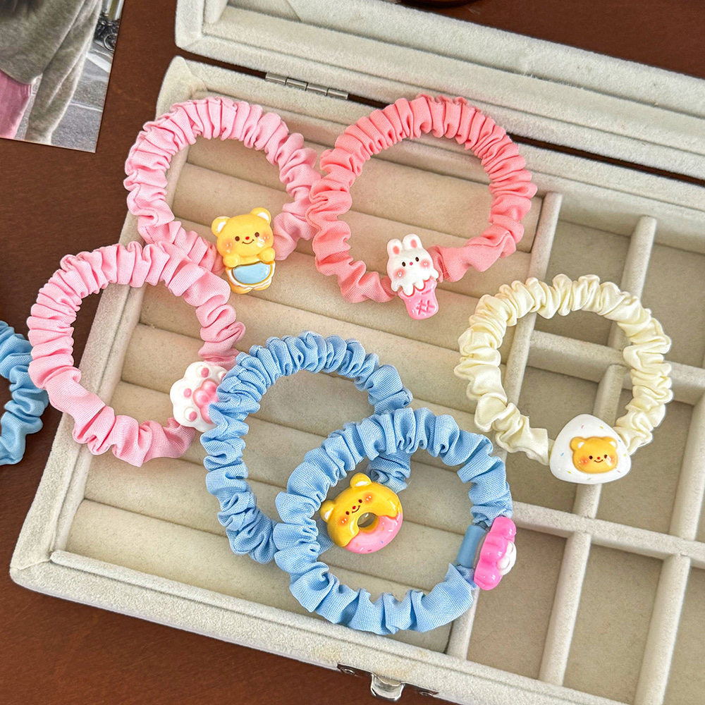 Cute rabbit hair tie ins resin hair rope cute fabric art