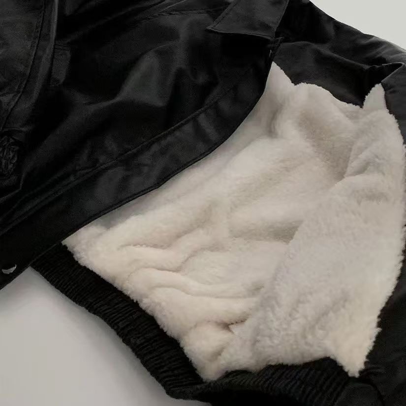 韩国chic秋冬高级感气质拉链翻领长袖宽松爆款加绒短款皮衣外套女,淘宝优惠券,粉丝福利购,淘宝优惠卷