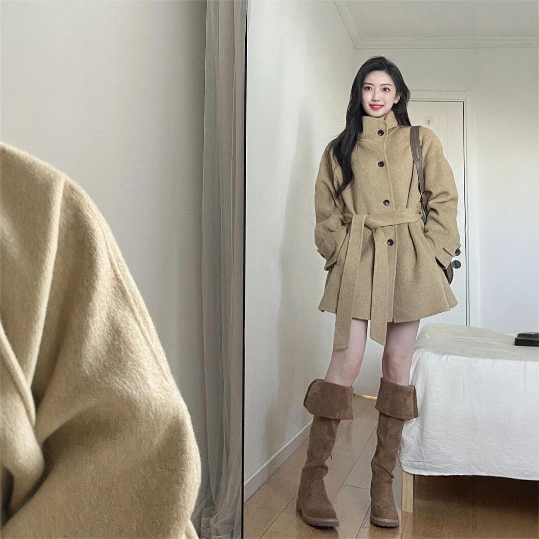毛呢外套女秋冬韩版中长款气质显瘦高级感轻奢名媛小个子呢子大衣