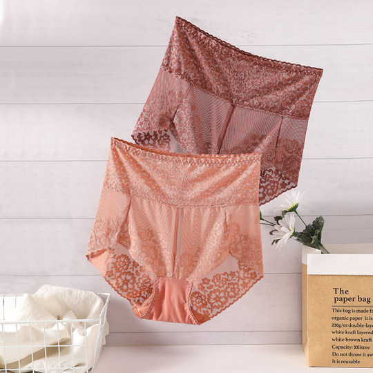 High-waisted underwear lace belly-tightening summer thin style
