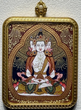 青海热贡手绘小唐卡大日如来夏吾尖措大师描绘佛牌