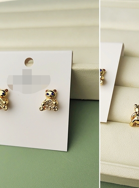 欧美余量小熊吊坠项链耳钉手链三件套可爱甜美气质套装女