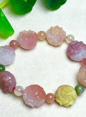 天然糖果色雕刻手串礼物