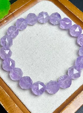 天然薰衣草刻面手链女款单圈时尚小清新简约紫水晶手串饰品百搭