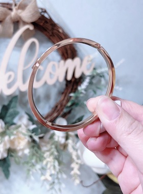 轻奢百搭款椭圆老花手镯钛钢金色百搭质感极简风不易褪色手环A591