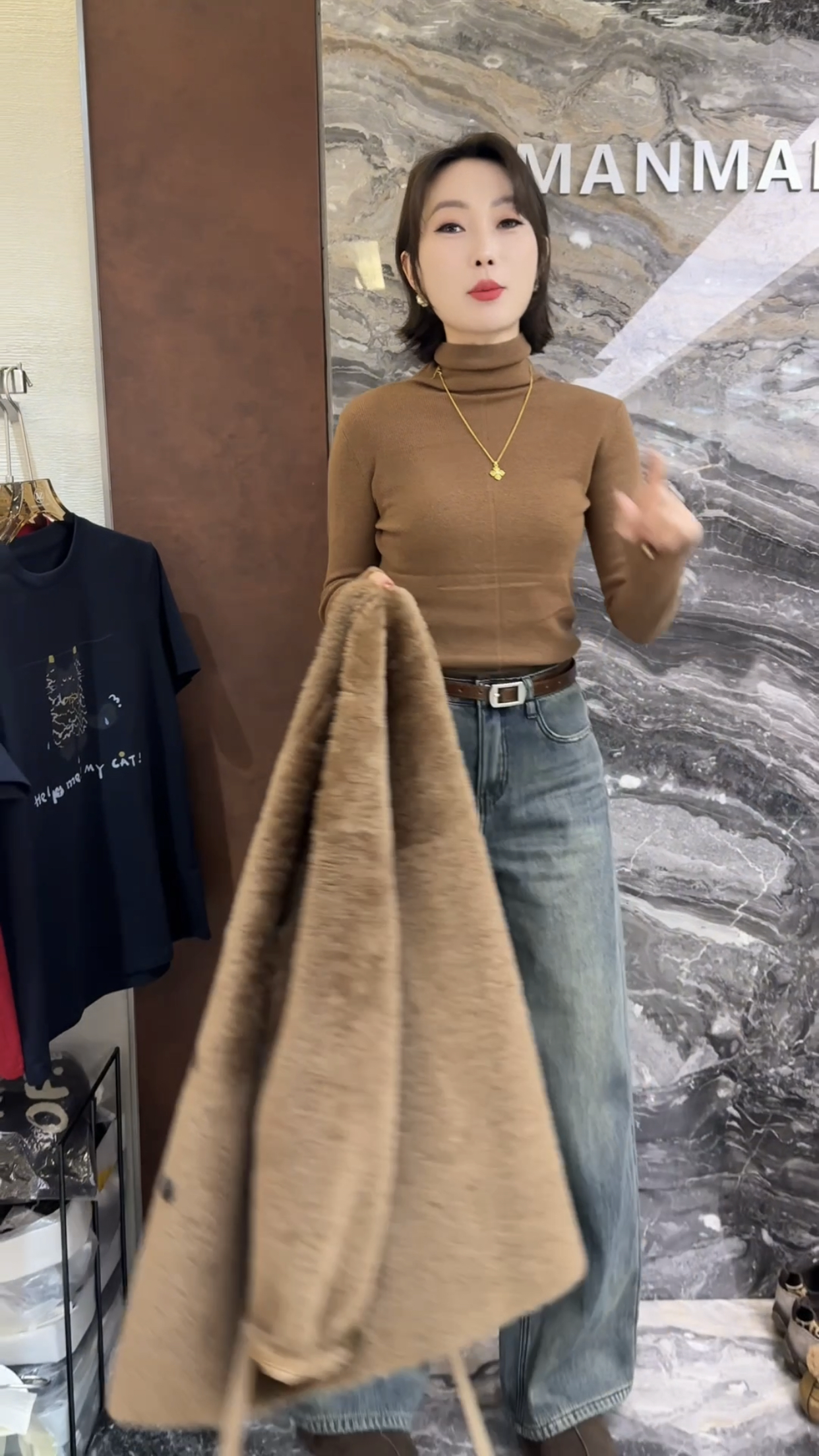 欧洲站2025冬季新款高领纯色极简风修身百搭女士羊毛针织打底衫潮 - 图1