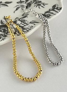 925纯银车花圆珠手链女简约个性时尚通勤气质冷淡风百搭手饰