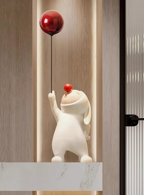 创意气球兔子电视柜客厅玄关摆件家居装饰品家里摆设高级感