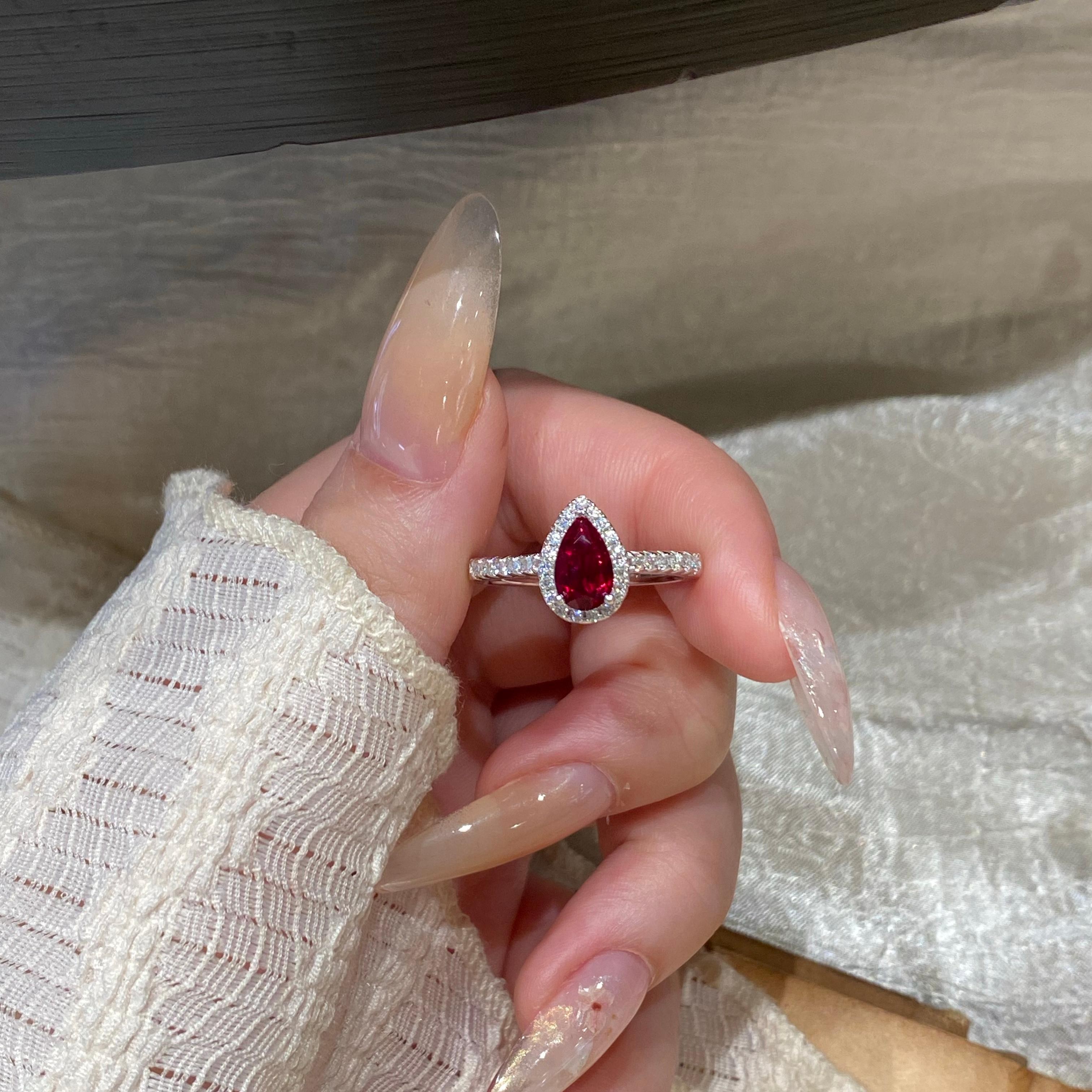 1.2 carat bred pigeon blood red ring for women