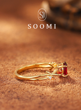 个性设计1克拉鸽血红宝石戒指
