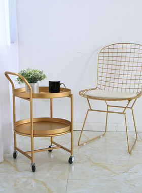 北欧可移动铁艺茶几置物架小推车