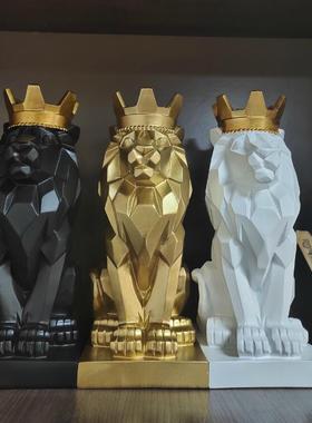 北欧风格皇冠狮子创意书房摆件