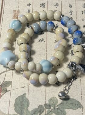 新中式双圈手链民族风文艺蝴蝶仙气时尚手串饰品编织串珠复古礼物