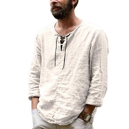 Solid color loose casual all match men's top纯色宽松男士上衣 - 图2