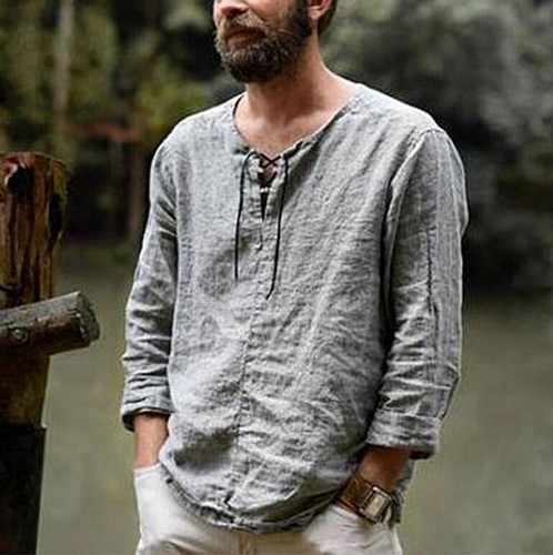 Solid color loose casual all match men's top纯色宽松男士上衣 - 图1