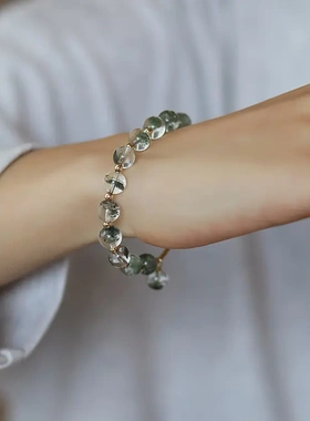 绿幽灵水晶手链女款天然水晶手串ins简约百搭饰品时尚通勤配饰