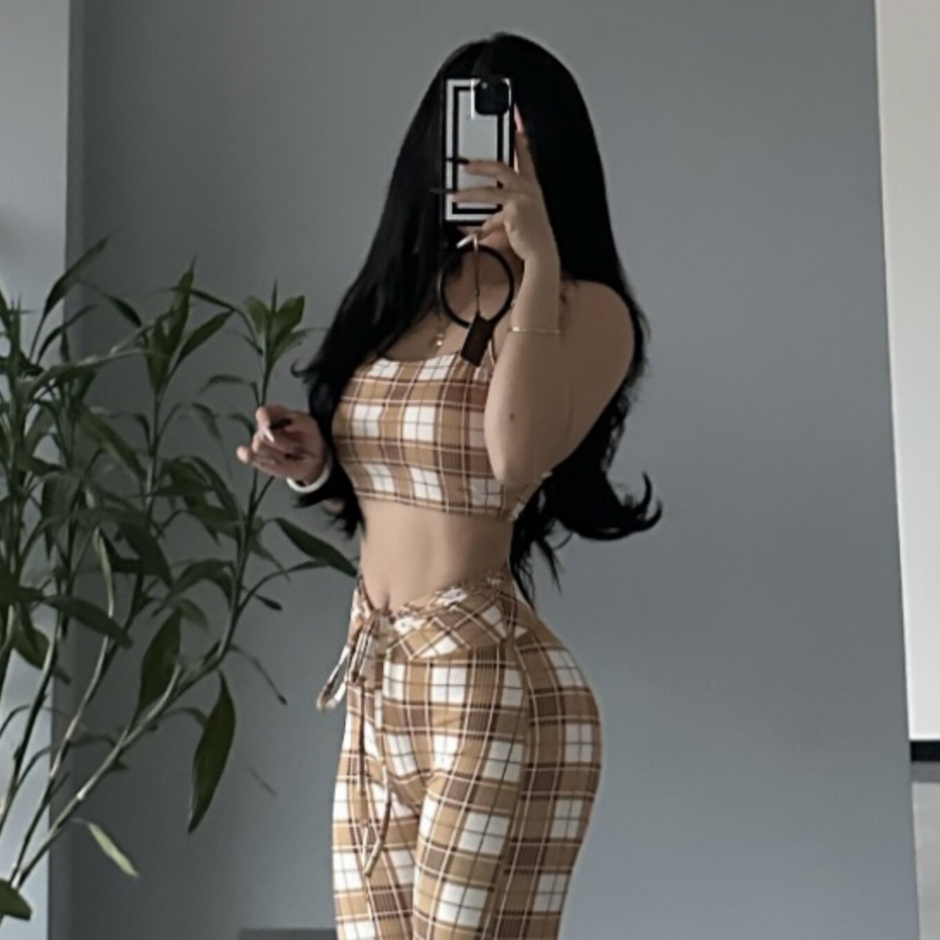 新款气质瑜伽印花格纹裹胸防震健身文胸抽绳高腰喇叭长裤健身套装,淘宝优惠券,粉丝福利购,淘宝优惠卷