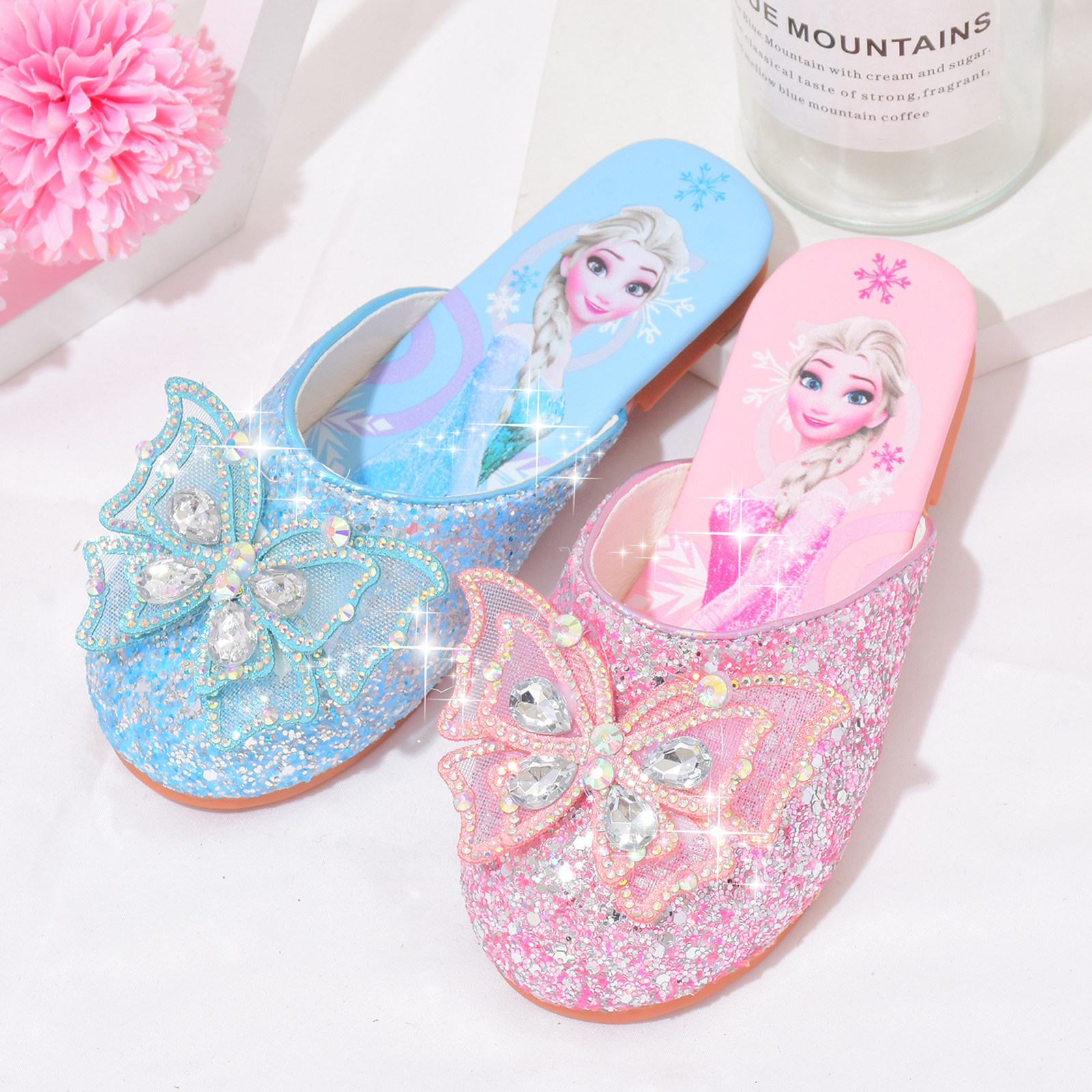 女童拖鞋公主春夏季宝宝室内家居鞋新款爱莎儿童水钻蝴蝶结包头鞋,淘宝优惠券,粉丝福利购,淘宝优惠卷