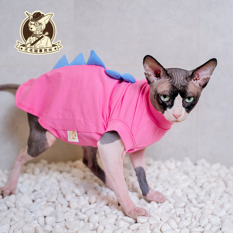 无毛猫衣服德文宠物猫小猫幼猫小恐龙可爱纯棉透气短袖空调服包邮 - 图0