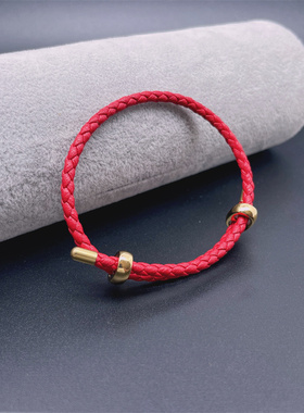可调节皮绳防水情侣红绳本命年