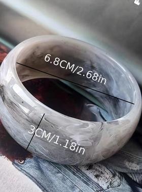 欧美跨境货源时尚简约透明手镯蓝色不规则随机花纹手环小众夸张