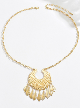 时尚日月几何水滴形流苏吊坠项